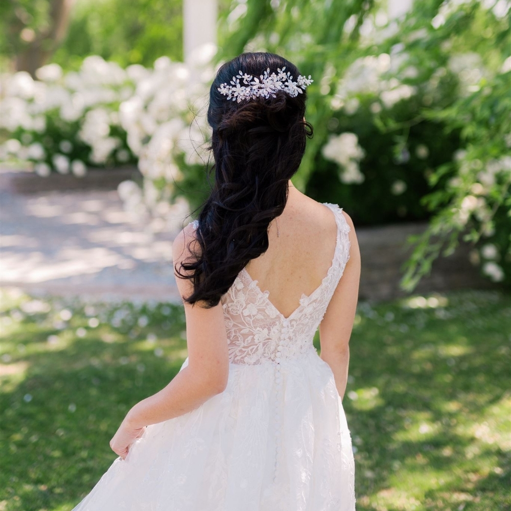 Silver Floral Bridal Hair Comb